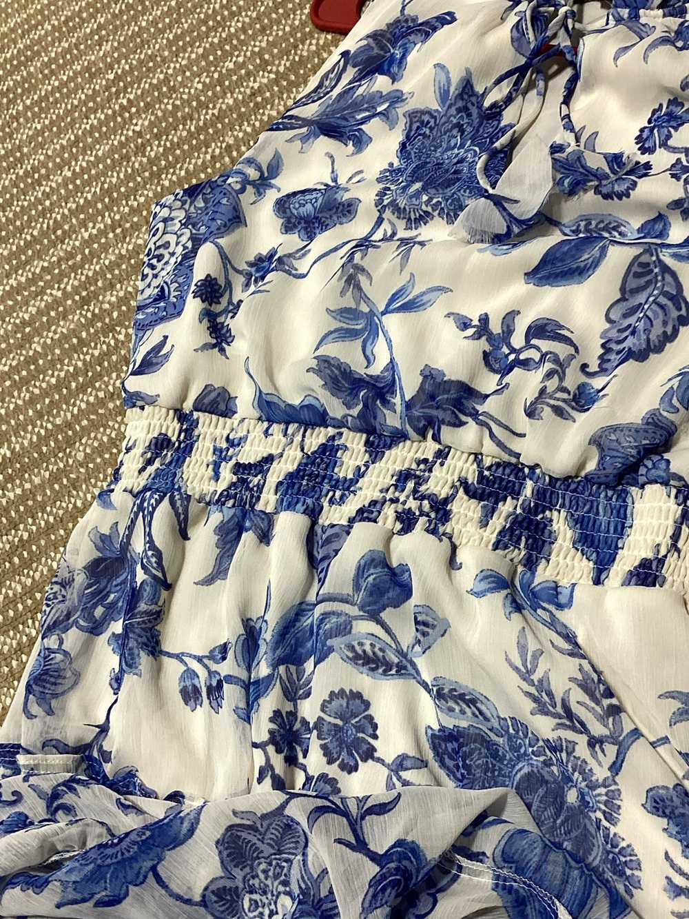 1. State White Maxi Dress with Blue Floral Print - Picture 15 of 16